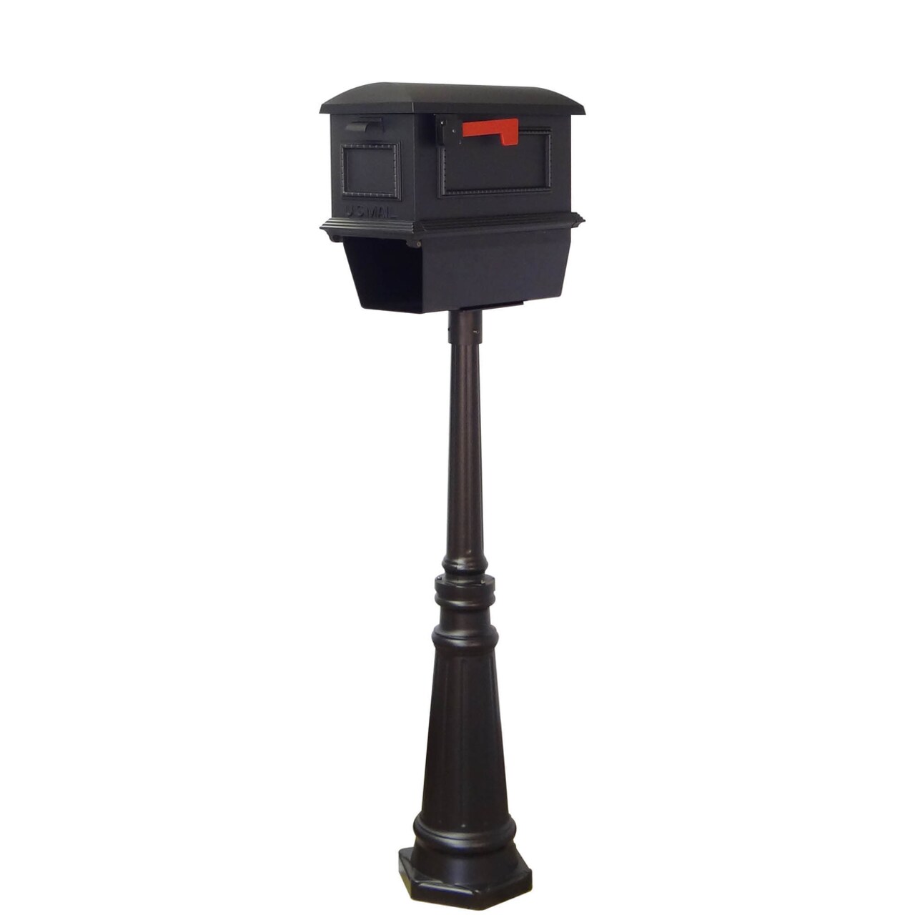 Special Lite Products Traditional Curbside Mailbox with Newspaper Tube and Tacoma Mailbox Post